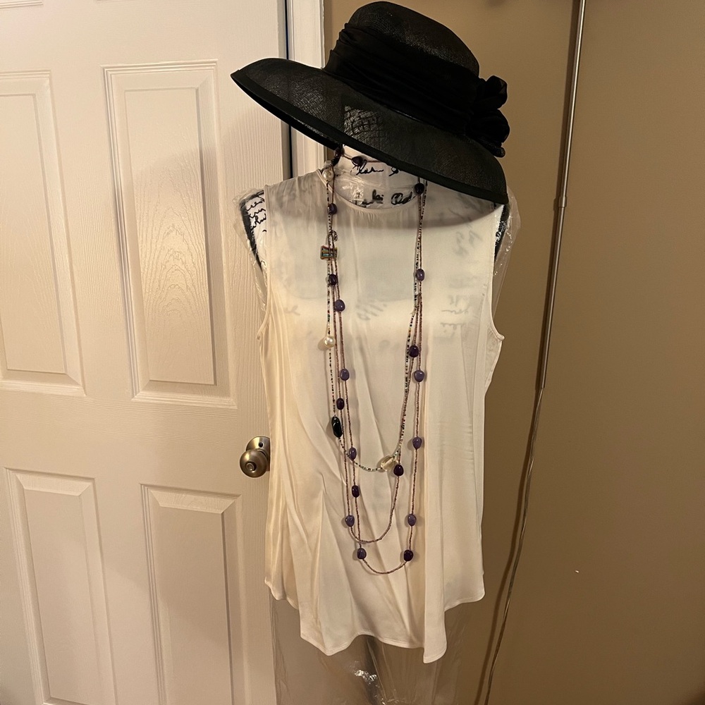 Theory Silk Bringham Tank Size Large Ivory